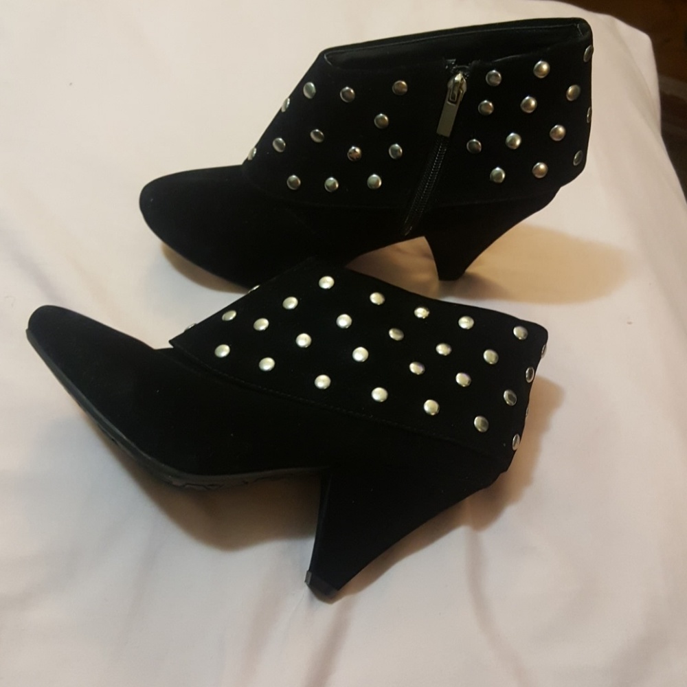 Velvet silver studded booties